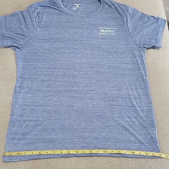 Hurley Heather Blue Logoed Short Sleeve T-Shirt - Size Large - Picture 7 of 10